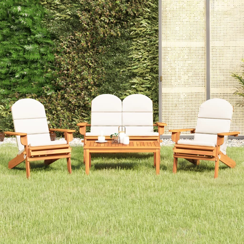 4 Piece Adirondack Garden Lounge Set Solid Wood Acacia