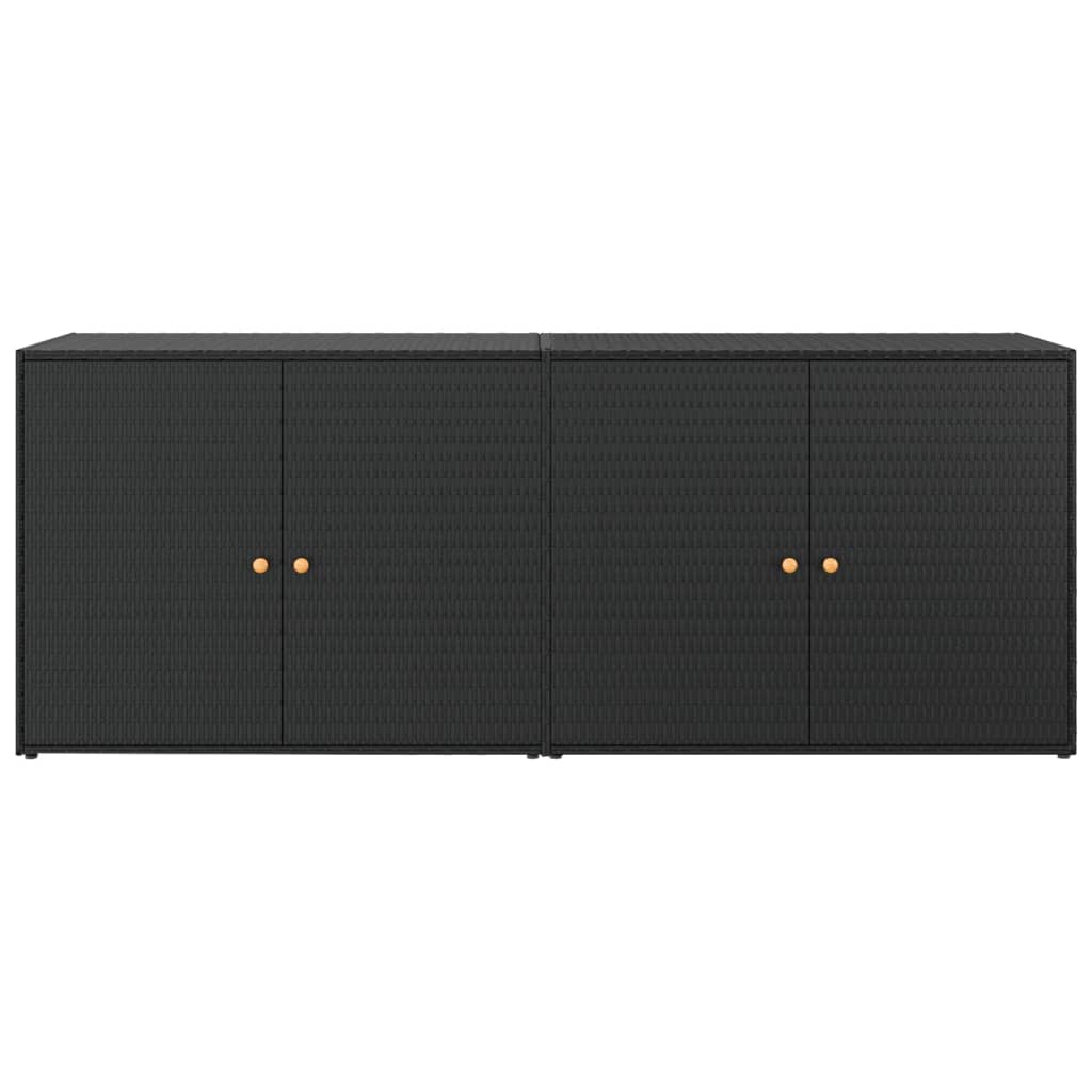 Garden Storage Cabinet Black 198x55.5x80 cm Poly Rattan