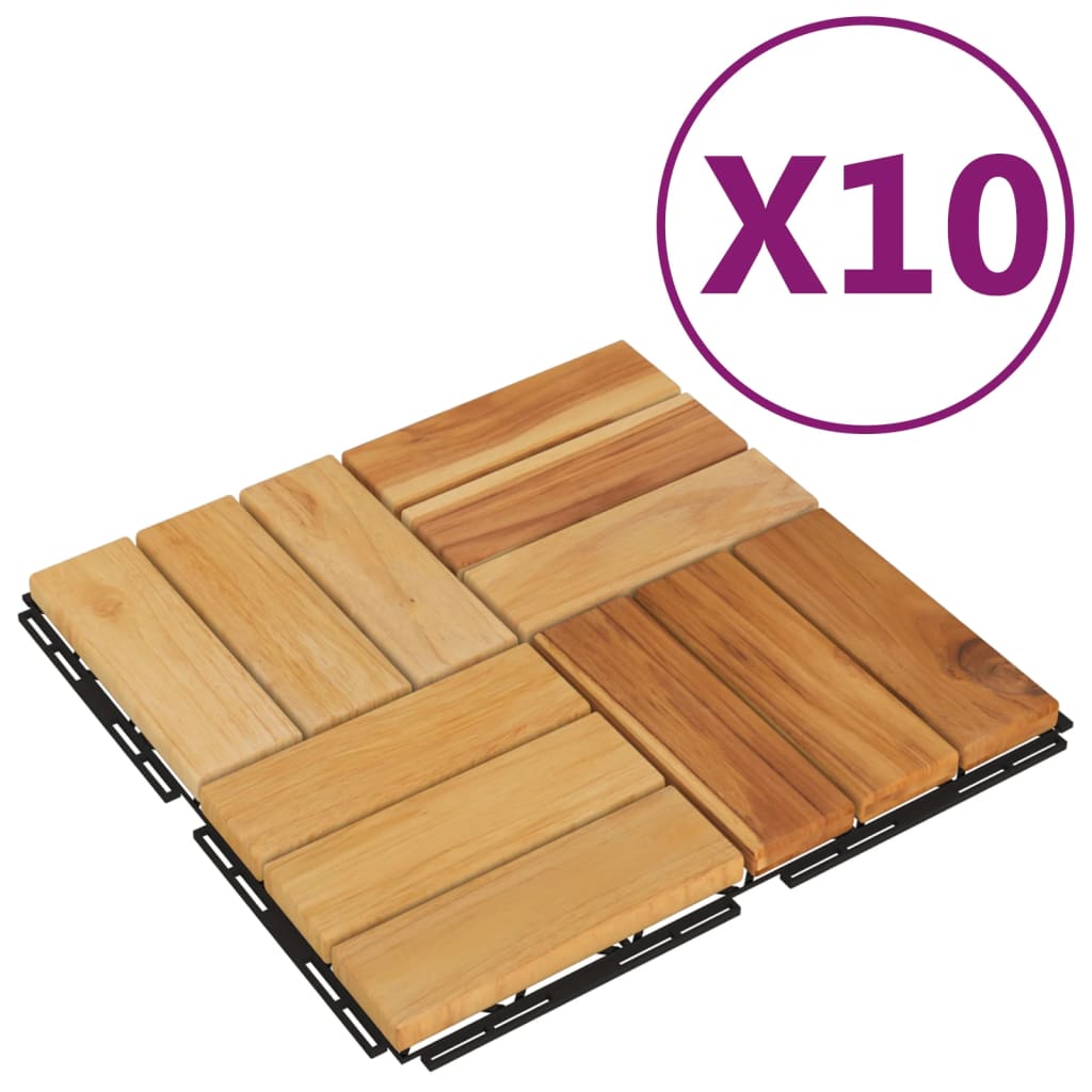 Decking Tiles 10 pcs 30x30 cm Solid Wood Teak