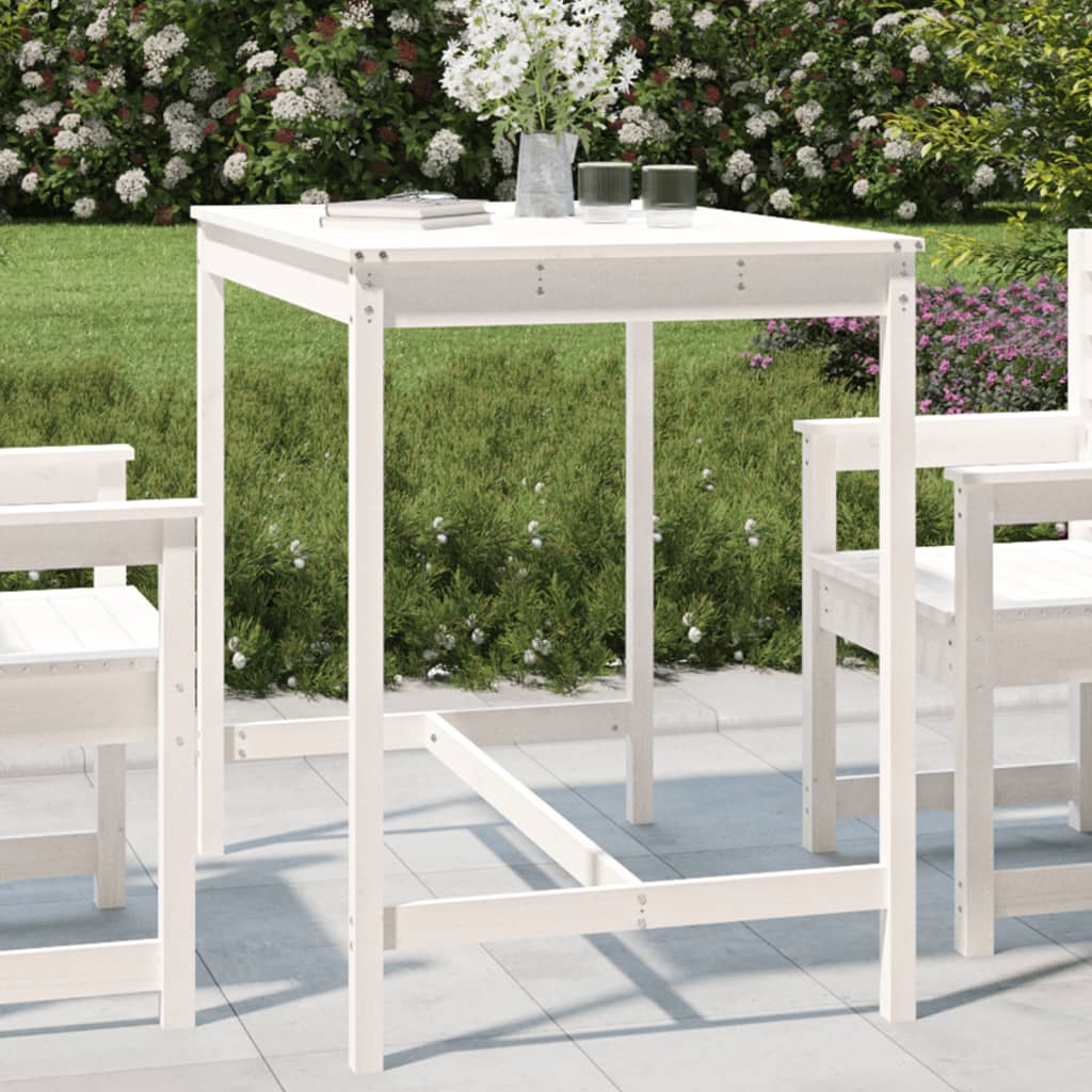 Garden Table White 121x82.5x110 cm Solid Wood Pine