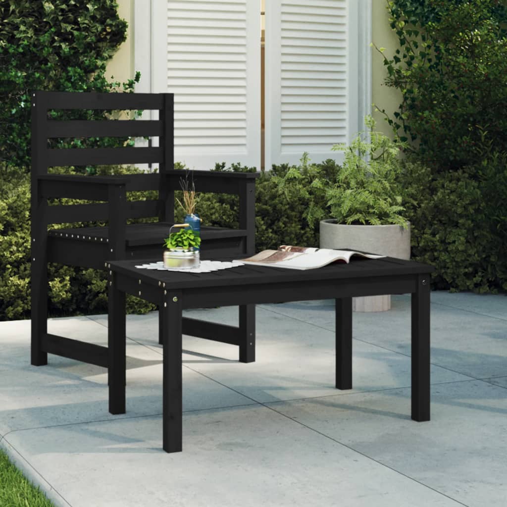 Garden Table Black 82.5x50.5x45 cm Solid Wood Pine