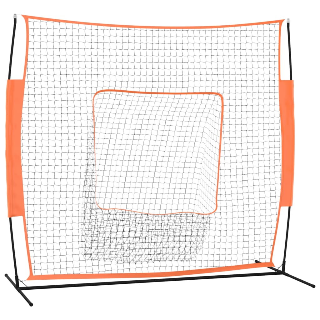 Portable Baseball Net Red and Black 219x107x212 cm Steel and Polyester