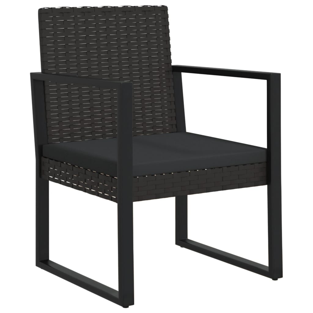 Garden Armchair with Cushion Black Poly Rattan