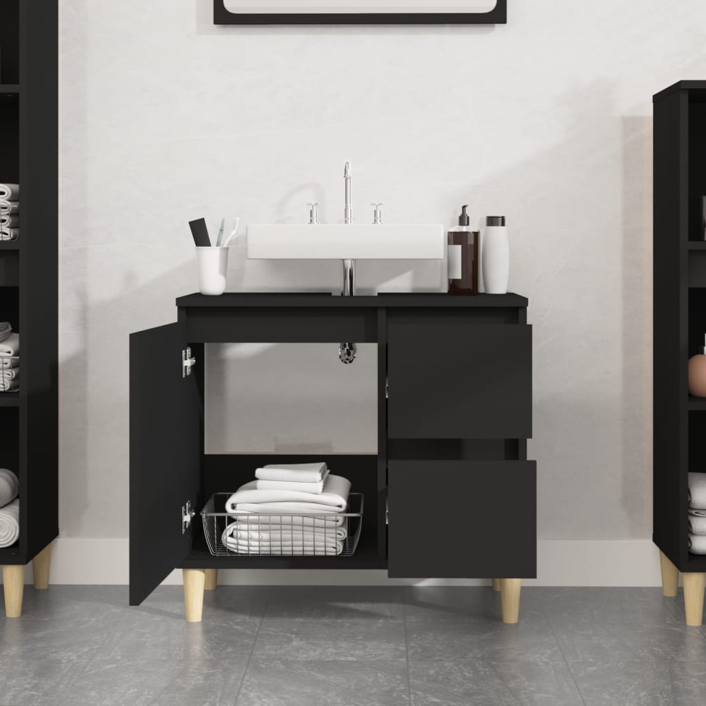 Bathroom Cabinet Black 65x33x60 cm Engineered Wood
