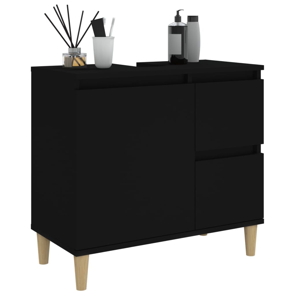 Bathroom Cabinet Black 65x33x60 cm Engineered Wood