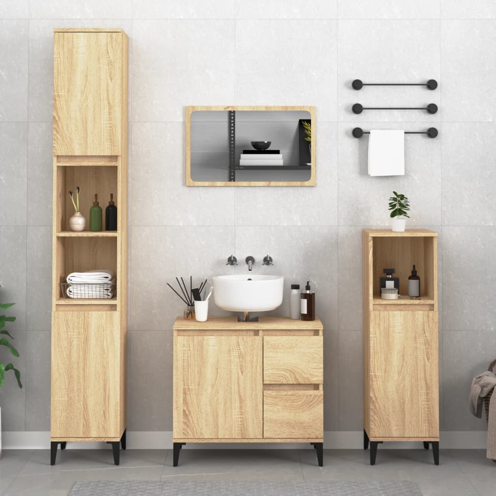 Bathroom Cabinet Sonoma Oak 65x33x60 cm Engineered Wood