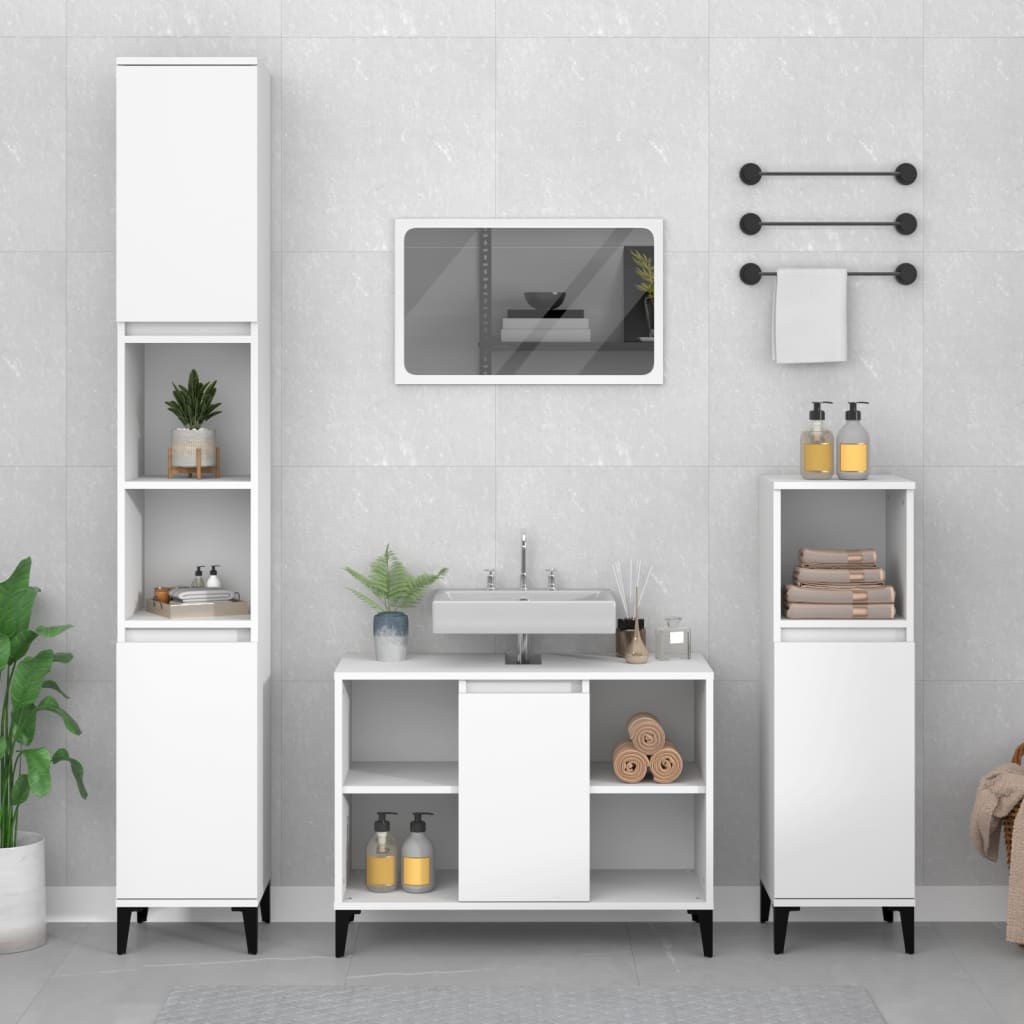 Sink Cabinet White 80x33x60 cm Engineered Wood