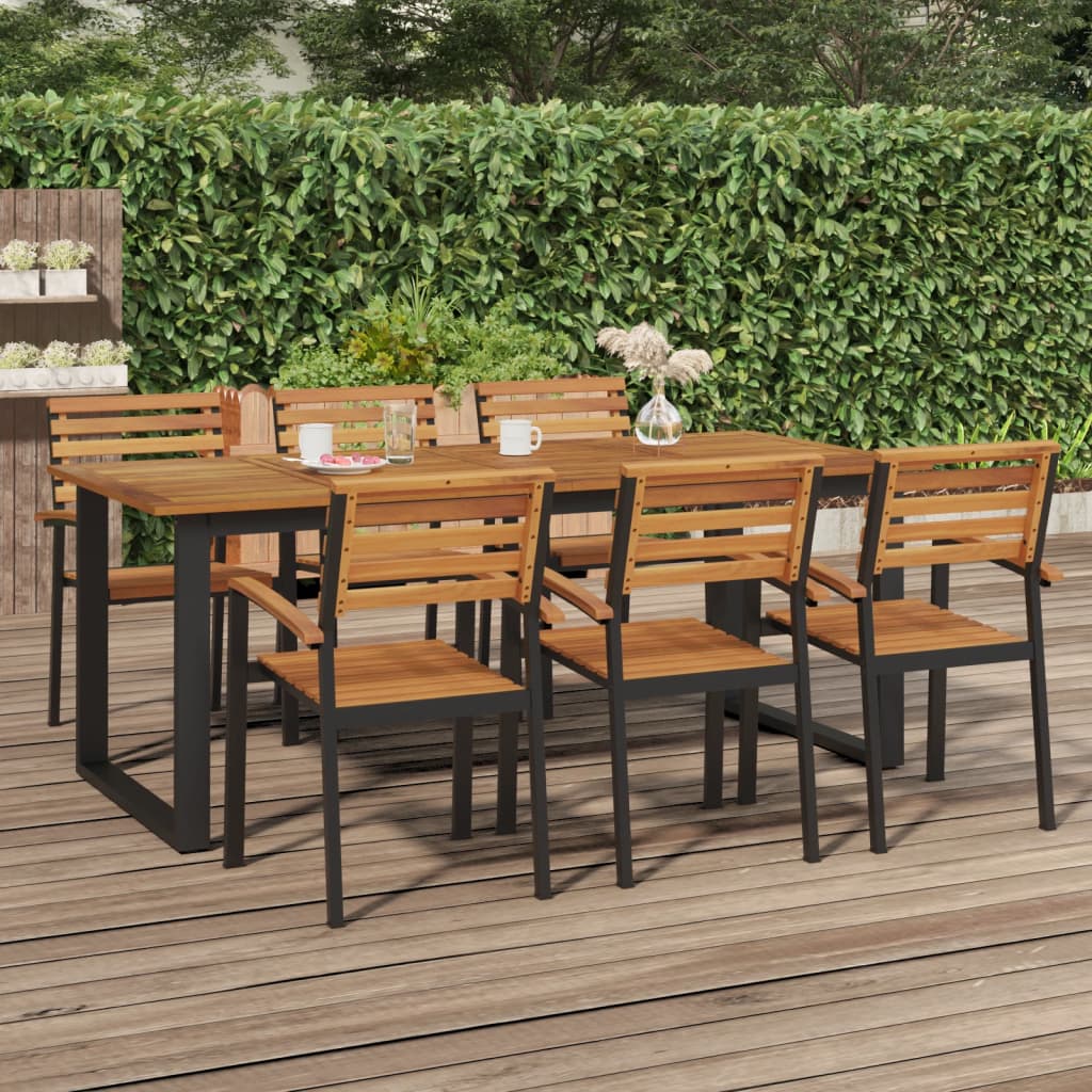 Garden Table with U-shaped Legs 200x90x75 cm Solid Wood Acacia