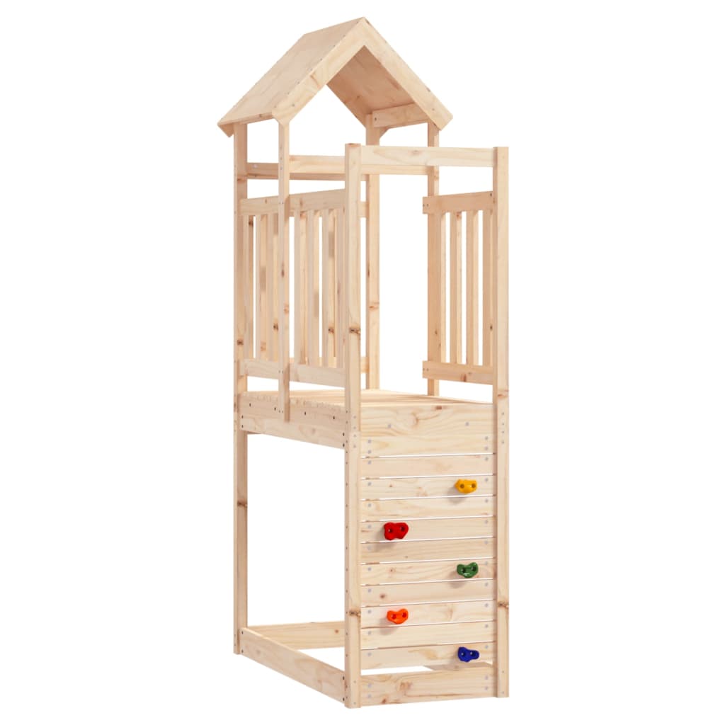 Play Tower with Rockwall 53x110.5x214 cm Solid Wood Pine