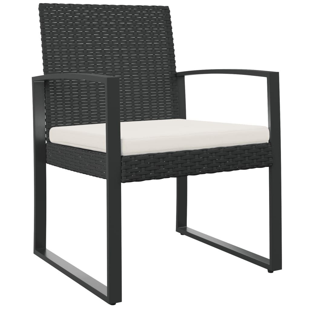 Garden Dining Chairs 2 pcs Black PP Rattan