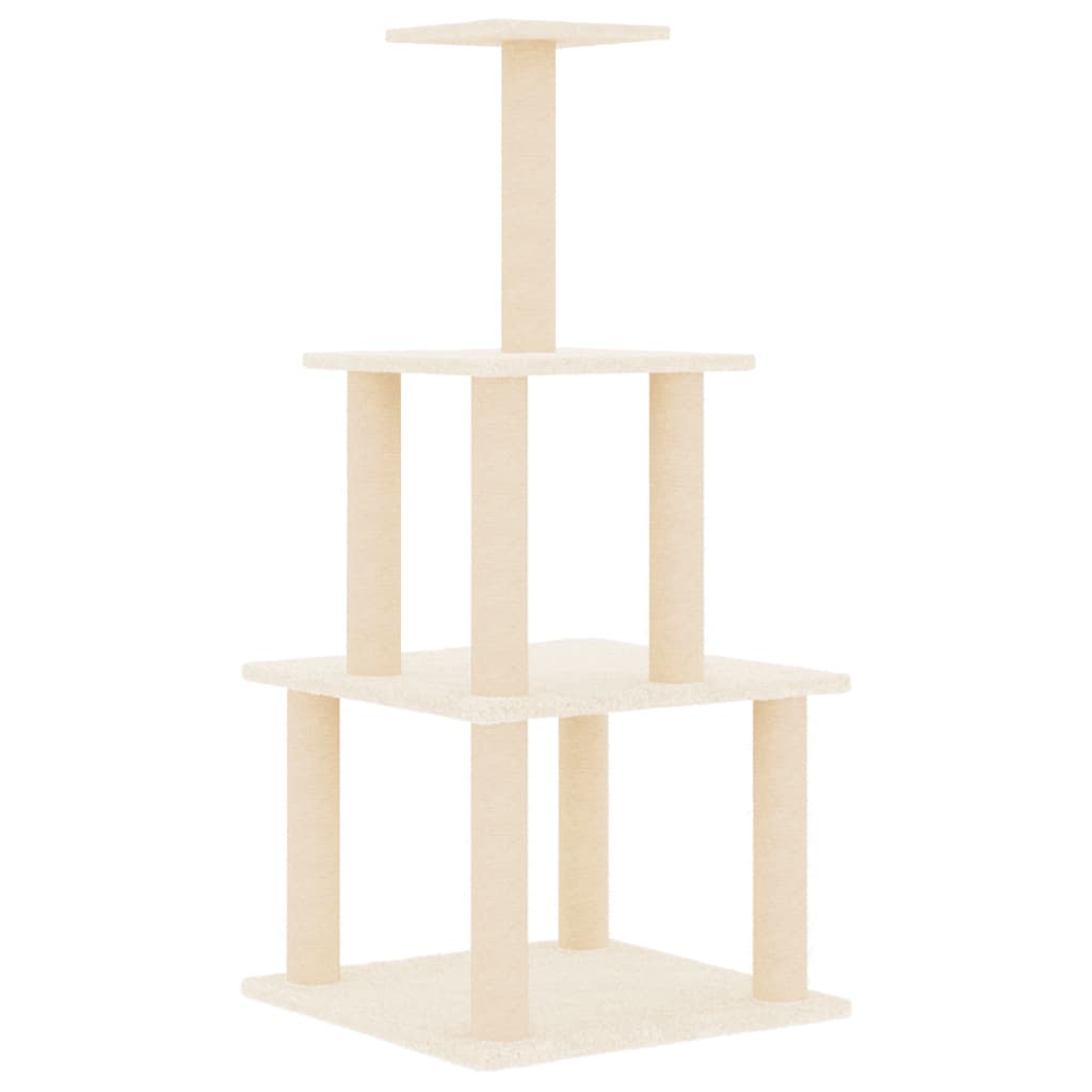 Cat Tree with Sisal Scratching Posts Cream 111 cm