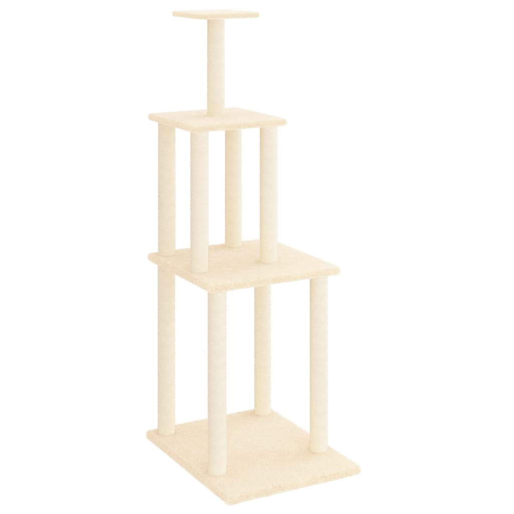 Cat Tree with Sisal Scratching Posts Cream 149 cm