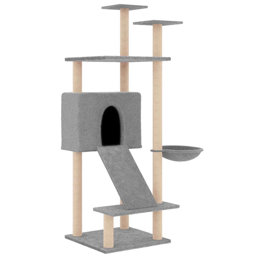 Cat Tree with Sisal Scratching Posts Light Grey 153 cm