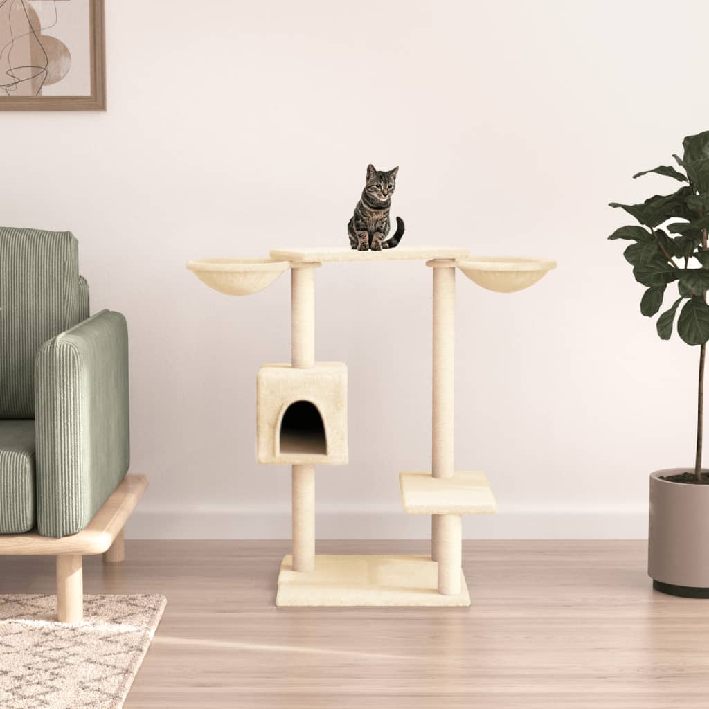 Cat Tree with Scratching Posts Cream 82 cm