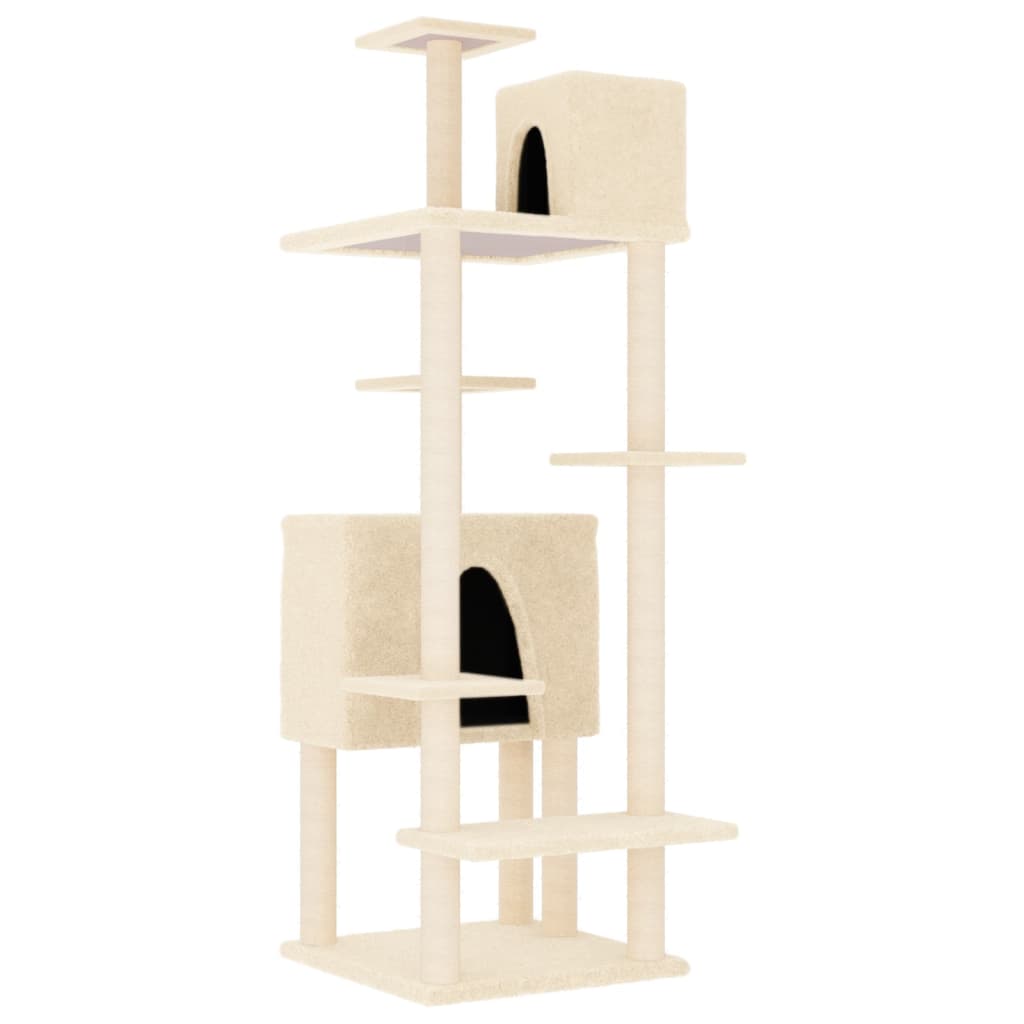 Cat Tree with Sisal Scratching Posts Cream 154 cm