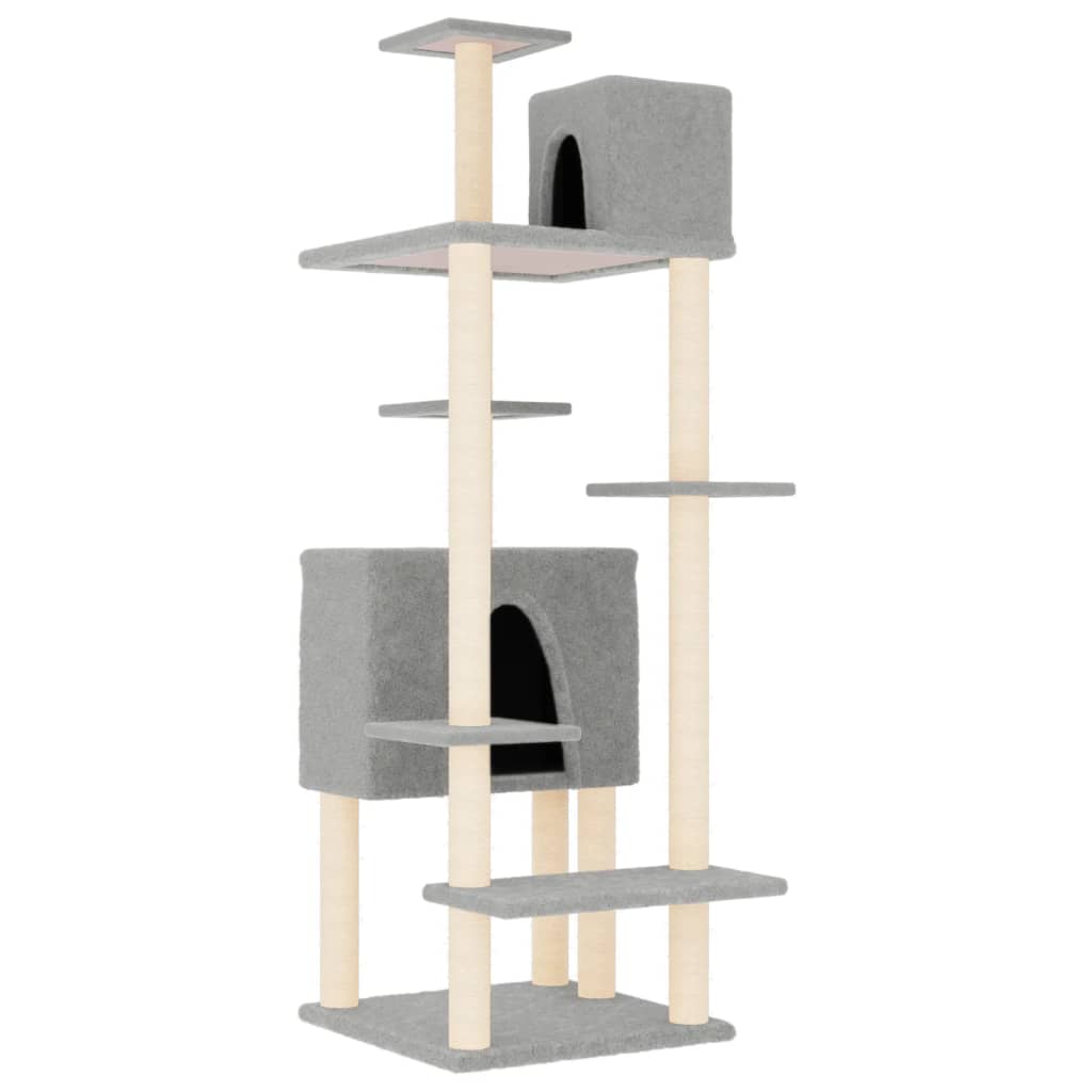 Cat Tree with Sisal Scratching Posts Light Grey 154 cm