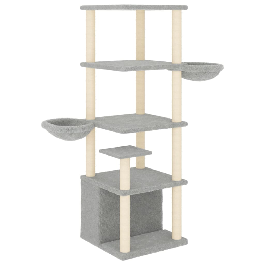 Cat Tree with Sisal Scratching Posts Light Grey 147 cm