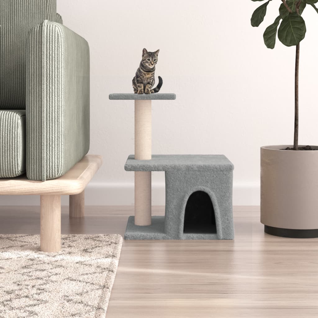 Cat Tree with Sisal Scratching Posts Light Grey 48 cm