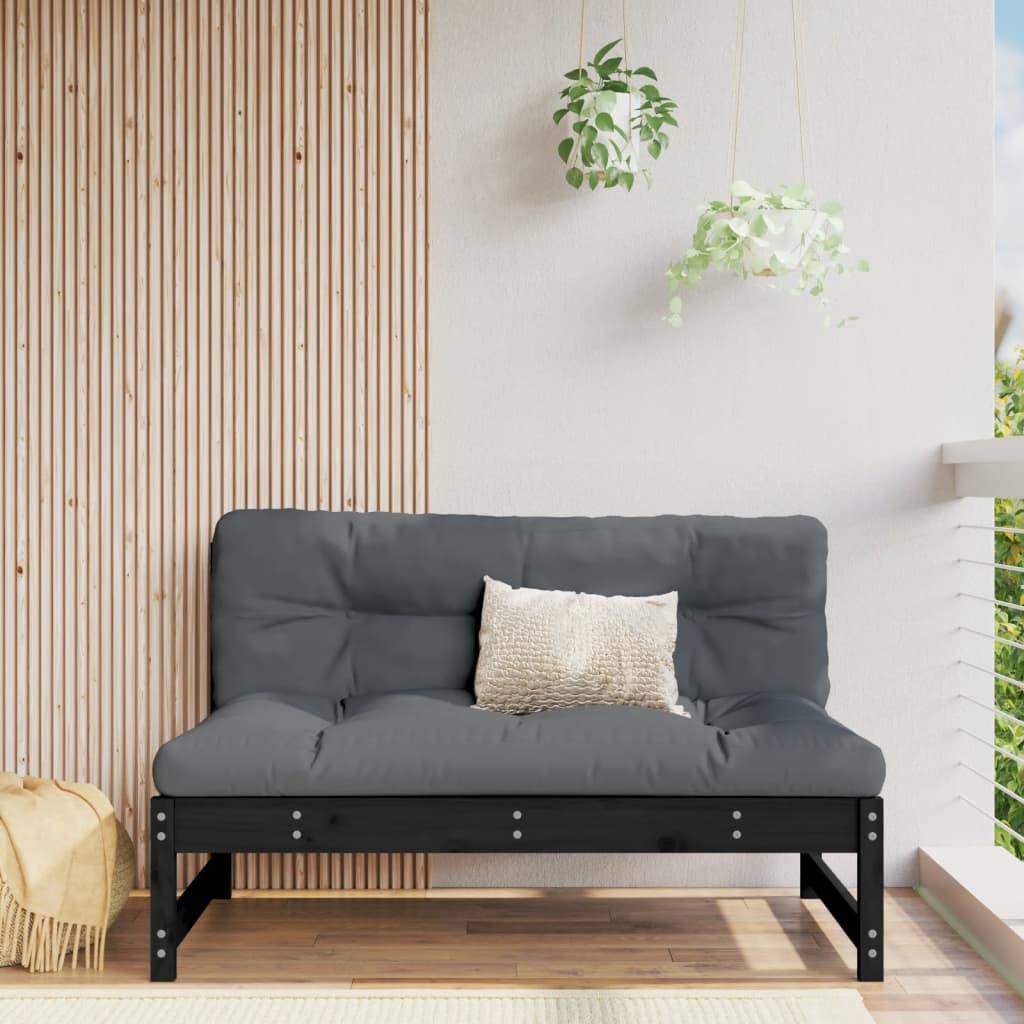 Middle Sofa Black 120x80 cm Solid Wood Pine
