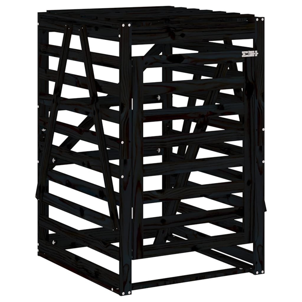 Wheelie Bin Storage Black 84x90x128.5 cm Solid Wood Pine