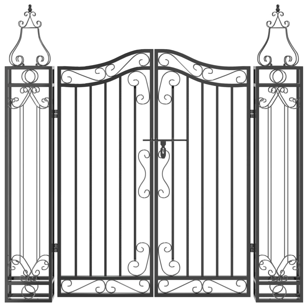 Garden Gate Black 121x8x120 cm Wrought Iron