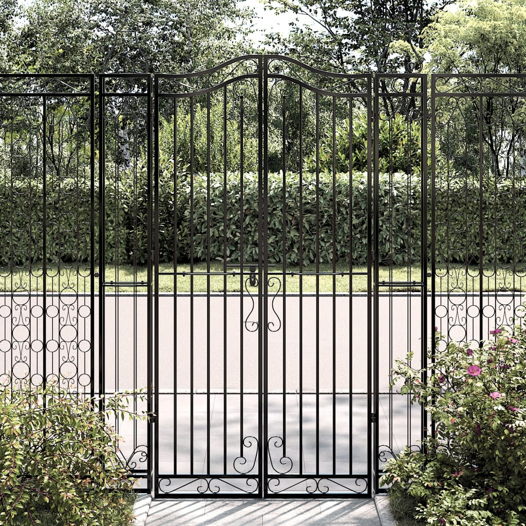 Garden Gate Black 121x8x180 cm Wrought Iron