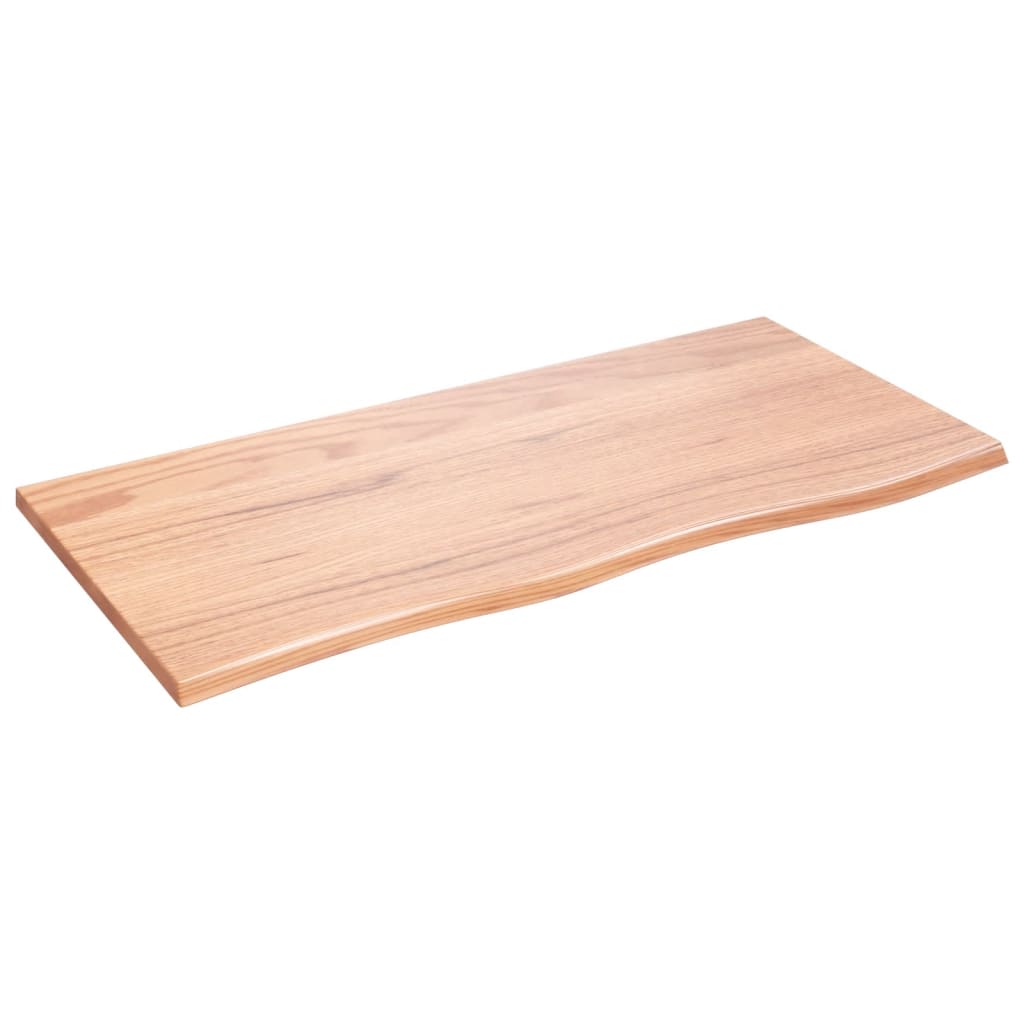 Table Top Light Brown 100x50x2 cm Treated Solid Wood Oak