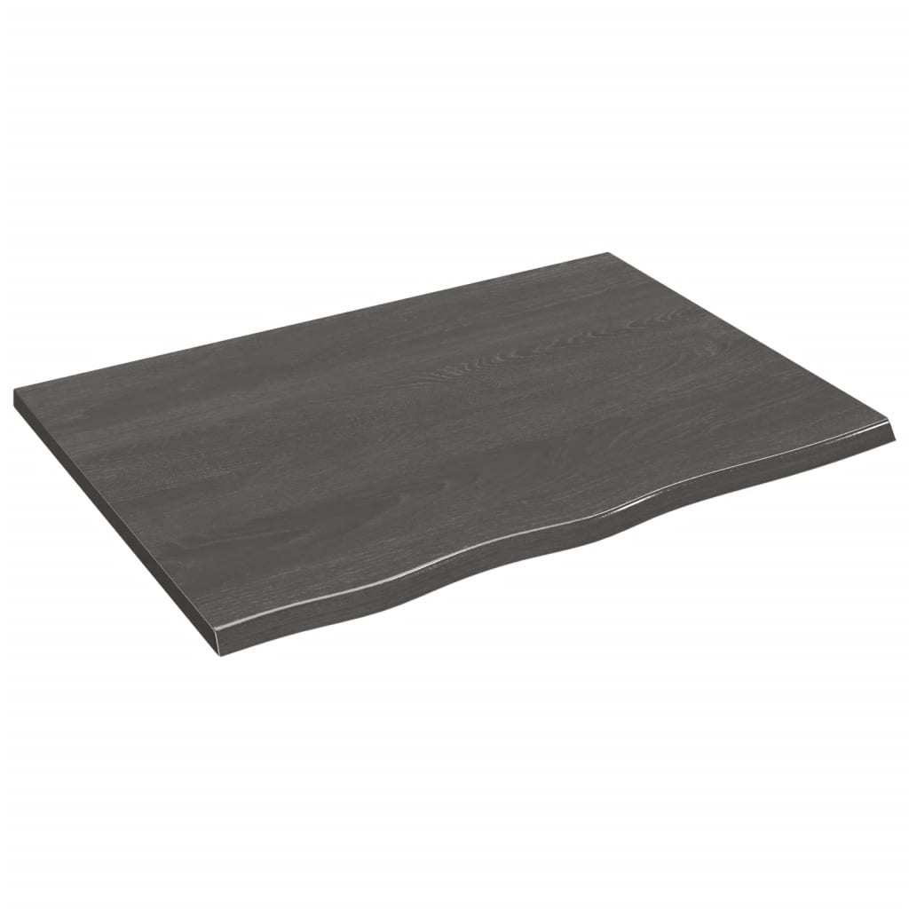 Table Top Dark Brown 80x60x2 cm Treated Solid Wood Oak