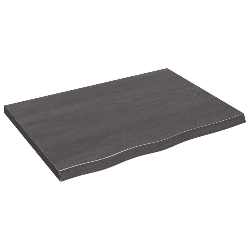 Table Top Dark Brown 80x60x4 cm Treated Solid Wood Oak