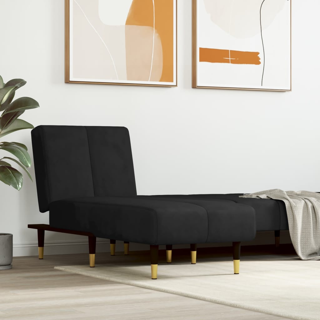 Chaise Longue Black Velvet