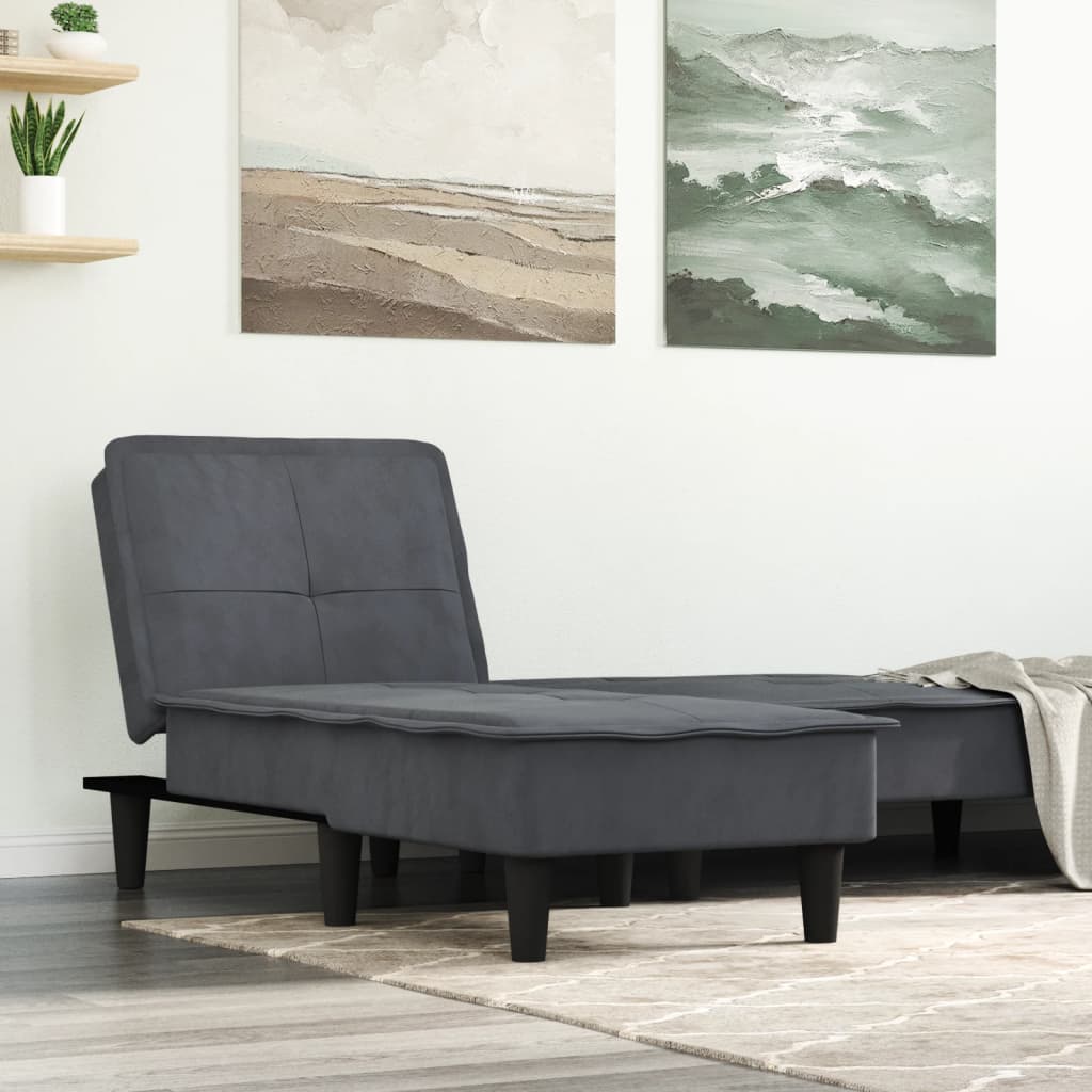 Chaise Longue Dark Grey Velvet