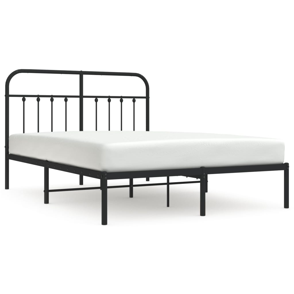 Metal Bed Frame without Mattress with Headboard Black 150x200 cm