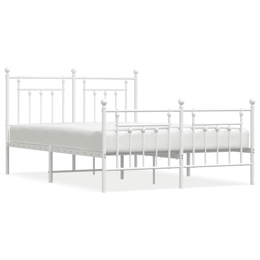 Metal Bed Frame without Mattress with Footboard White 150x200 cm