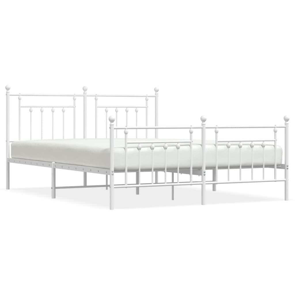 Metal Bed Frame without Mattress with Footboard White 183x203 cm King