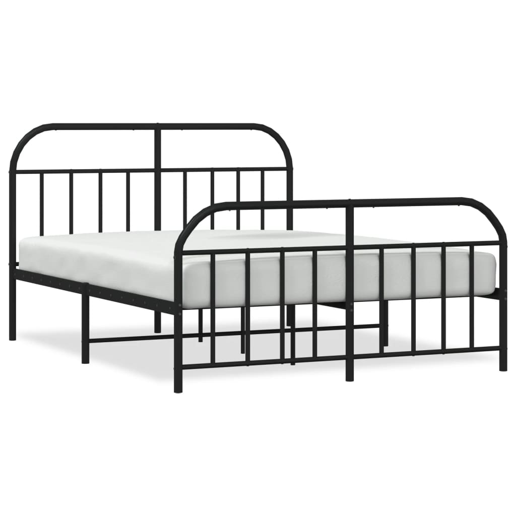 Metal Bed Frame without Mattress with Footboard Black 183x203 cm King