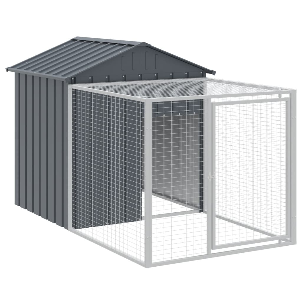 Chicken Cage with Run Anthracite 117x201x123 cm Galvanised Steel