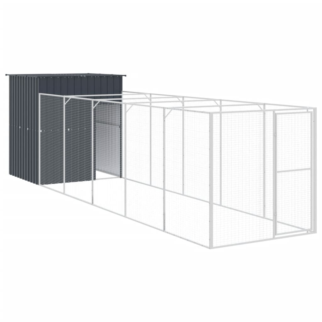 Dog House with Run Anthracite 165x659x181 cm Galvanised Steel