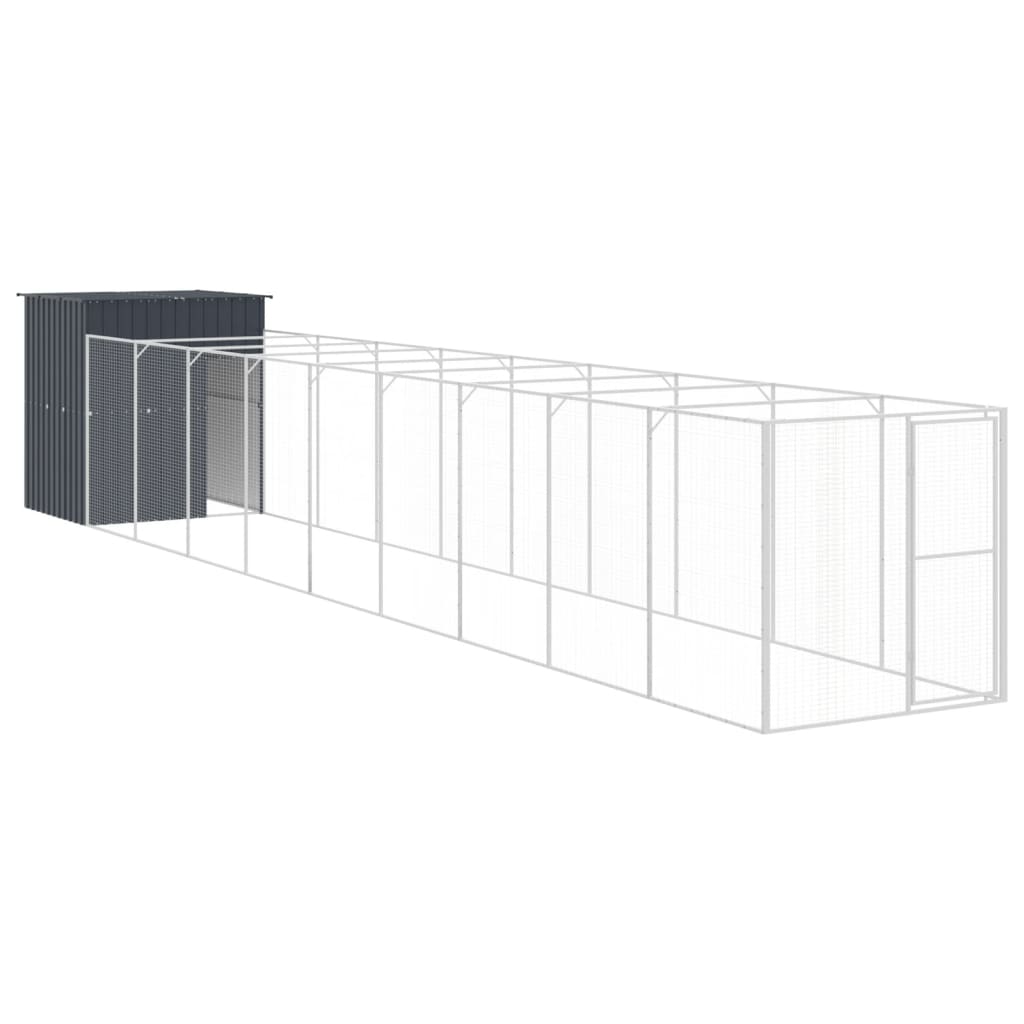 Dog House with Run Anthracite 165x1067x181 cm Galvanised Steel