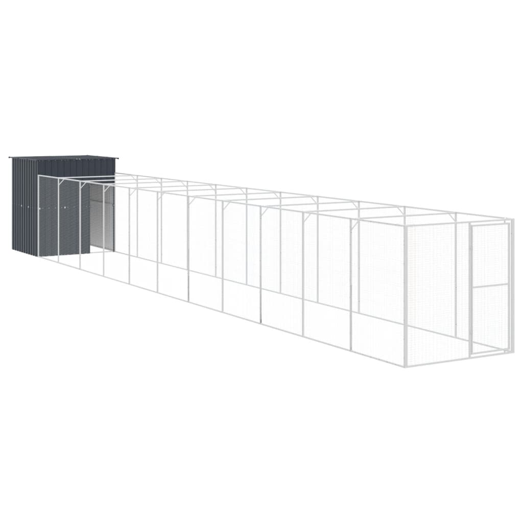 Dog House with Run Anthracite 165x1271x181 cm Galvanised Steel