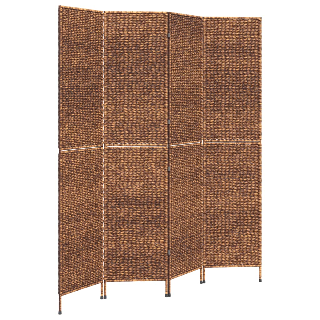 Room Divider 4-Panel Brown 163x180 cm Water Hyacinth