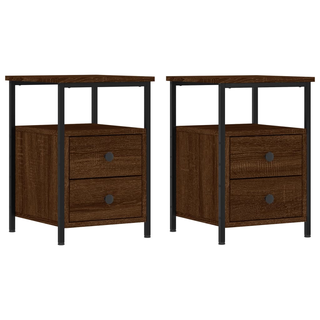 Bedside Cabinets 2 pcs Brown Oak 34x35.5x50 cm Engineered Wood