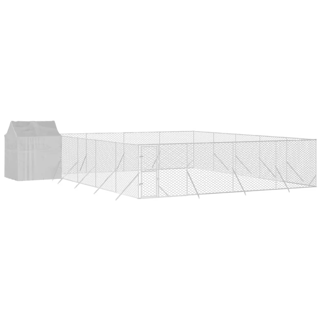 Outdoor Dog Kennel with Roof Silver 10x10x2.5 m Galvanised Steel