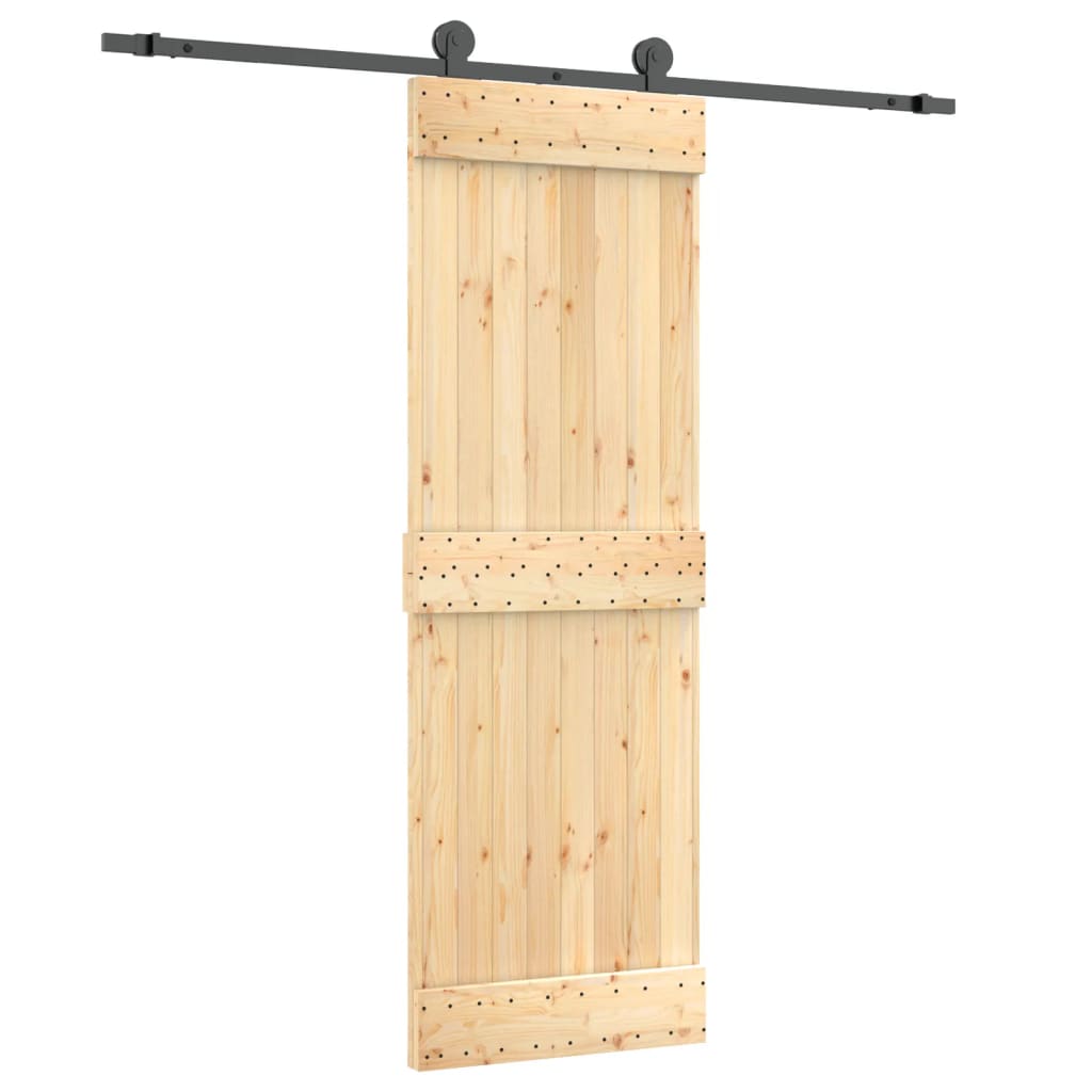 Sliding Door with Hardware Set 70x210 cm Solid Wood Pine