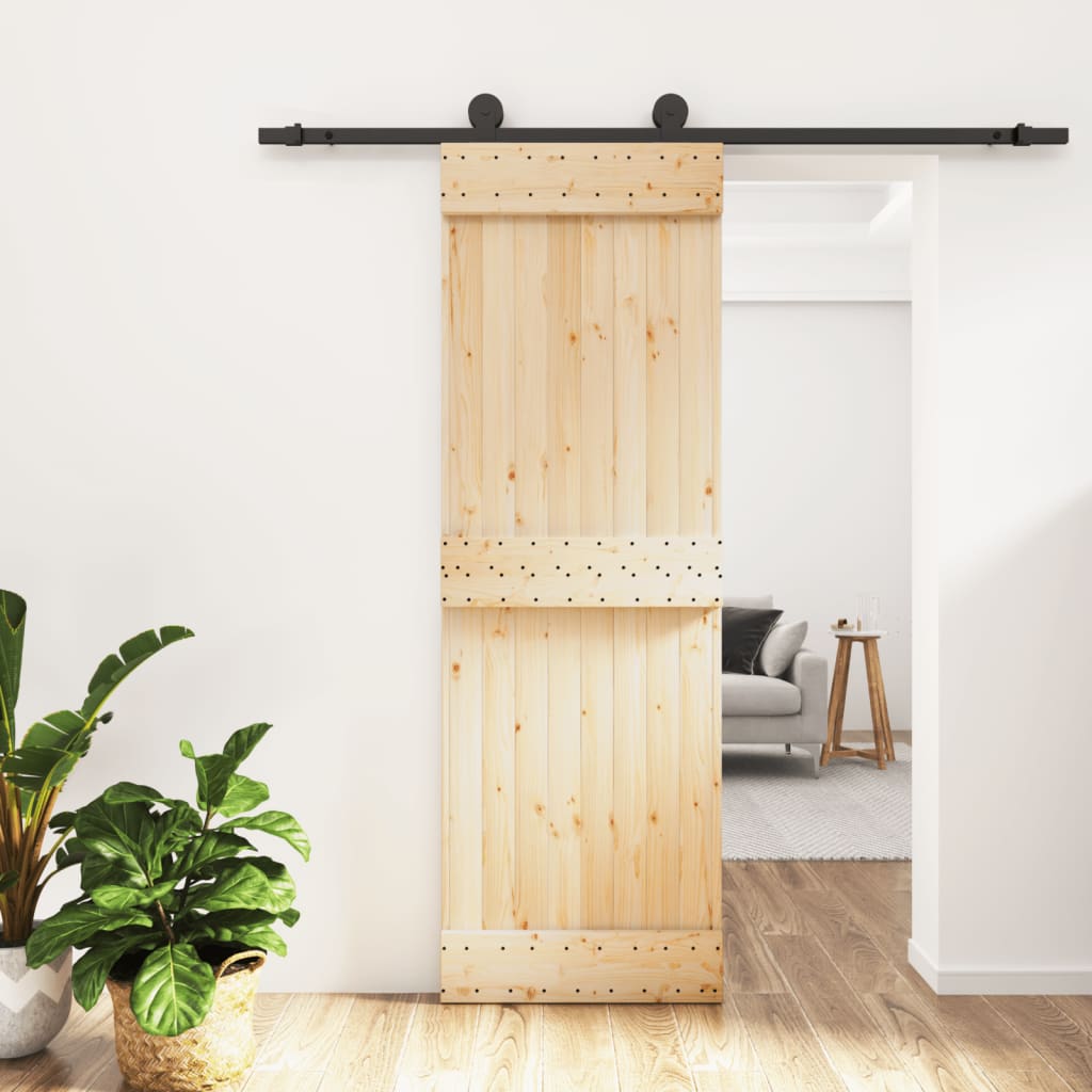 Sliding Door with Hardware Set 70x210 cm Solid Wood Pine