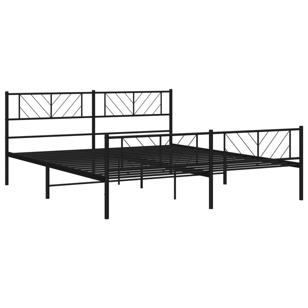 Metal Bed Frame without Mattress with Footboard Black 183x203 cm King