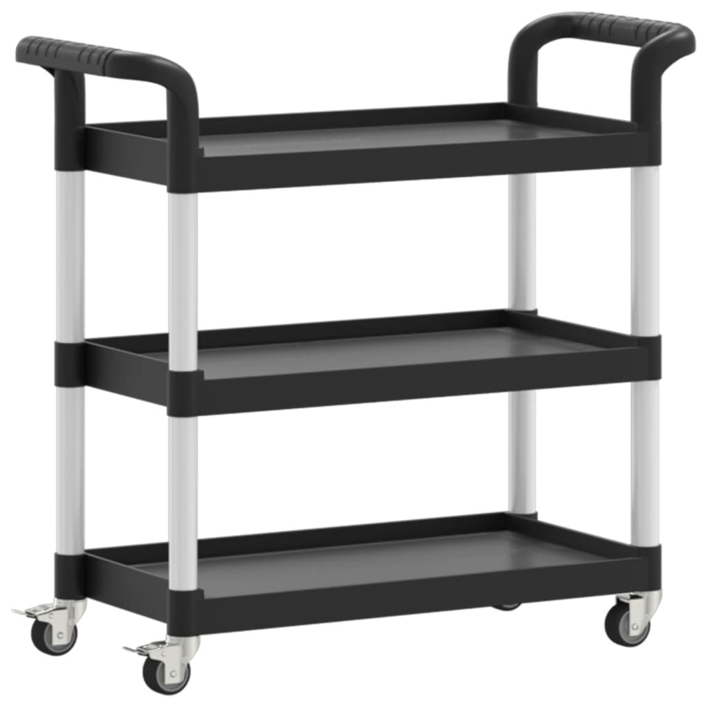 3-Tier Trolley Black 77x34x72 cm Aluminium