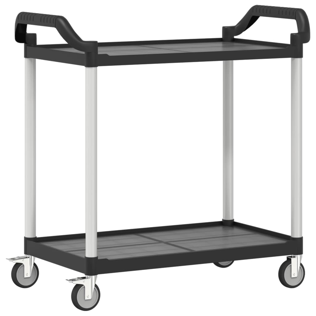 2-Tier Trolley Black 99x50x97 cm Aluminium