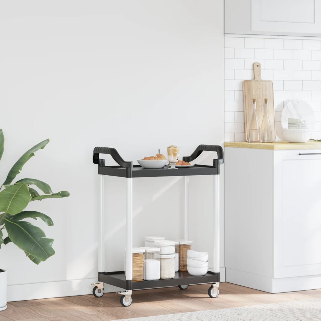 2-Tier Trolley Black 81x41x92 cm Aluminium