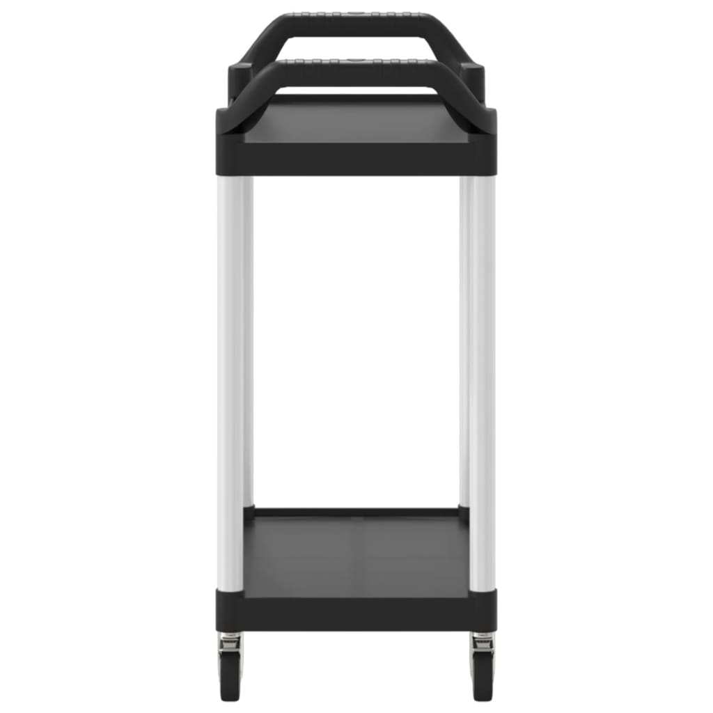 2-Tier Trolley Black 81x41x92 cm Aluminium