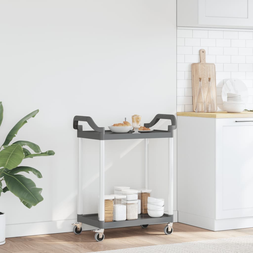 2-Tier Trolley Grey 81x41x92 cm Aluminium